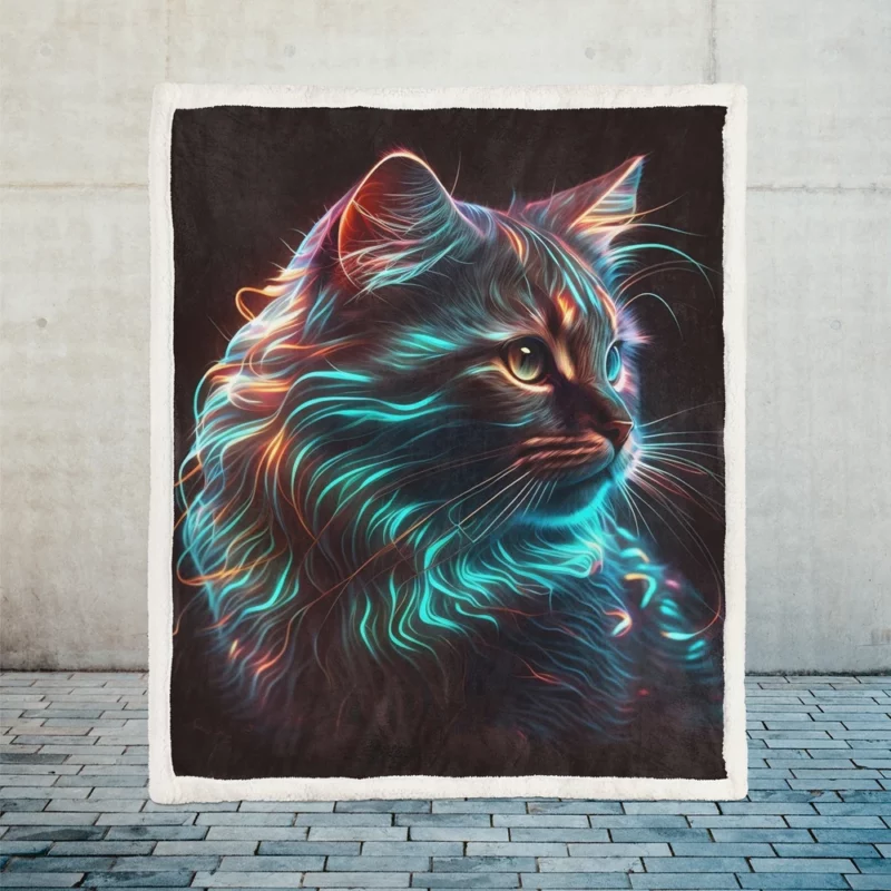 Nice Cat Illustration Sherpa Fleece Blanket