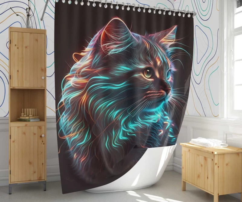 Nice Cat Illustration Shower Curtain 1