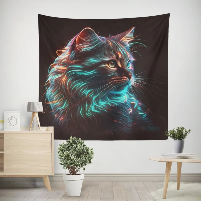 Nice Cat Illustration Wall Tapestry