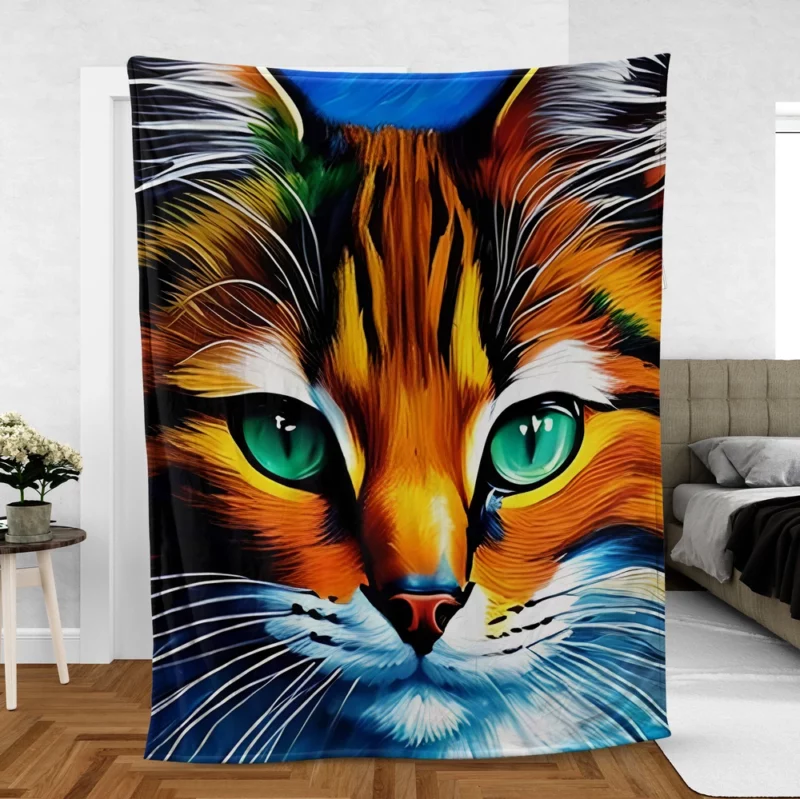 Oil Painting of a Cat Fleece Blanket