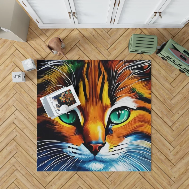 Oil Painting of a Cat Rug