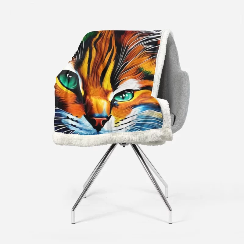 Oil Painting of a Cat Sherpa Fleece Blanket 1