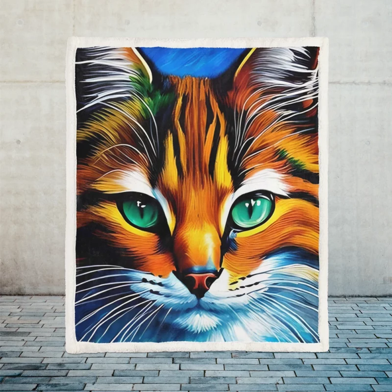 Oil Painting of a Cat Sherpa Fleece Blanket