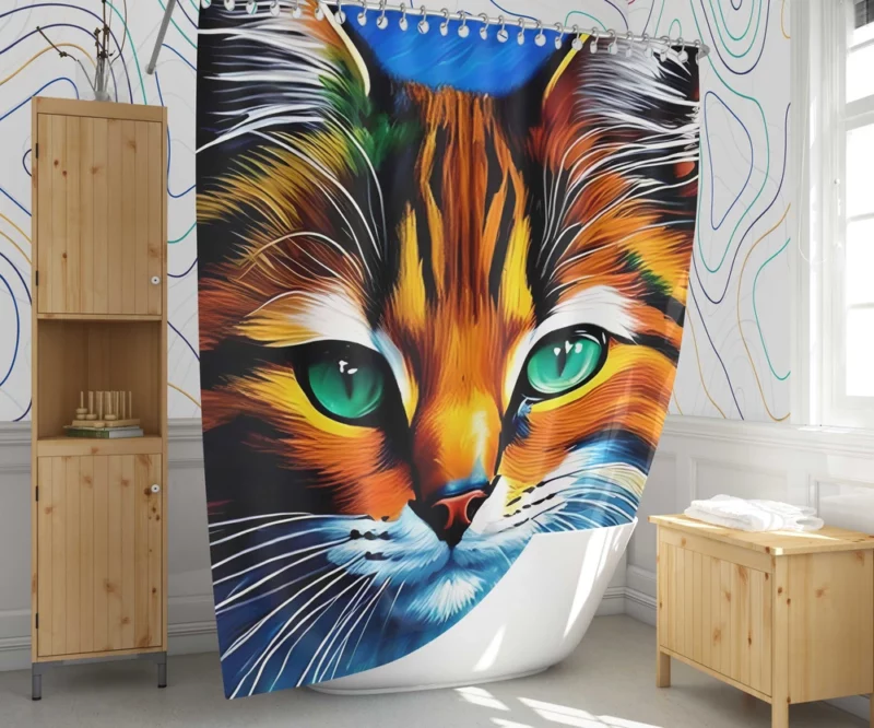 Oil Painting of a Cat Shower Curtain 1