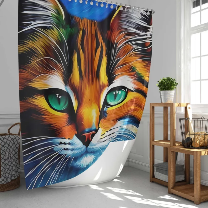 Oil Painting of a Cat Shower Curtain