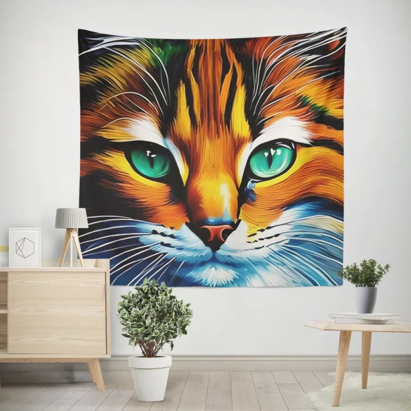 Oil Painting of a Cat Wall Tapestry