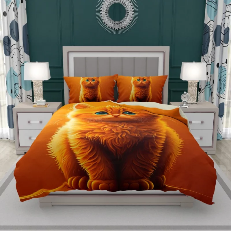 Orange Ginger Cat Portrait Bedding Set 1