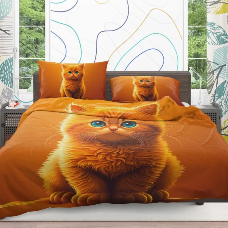 Orange Ginger Cat Portrait Bedding Set