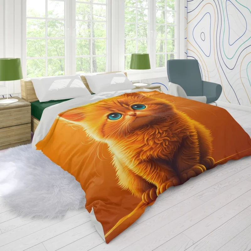 Orange Ginger Cat Portrait Duvet Cover