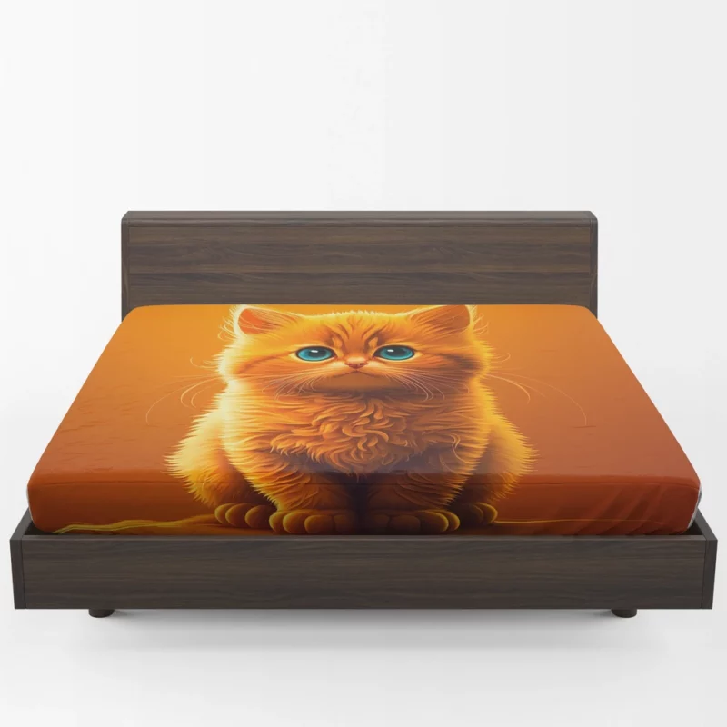 Orange Ginger Cat Portrait Fitted Sheet 1