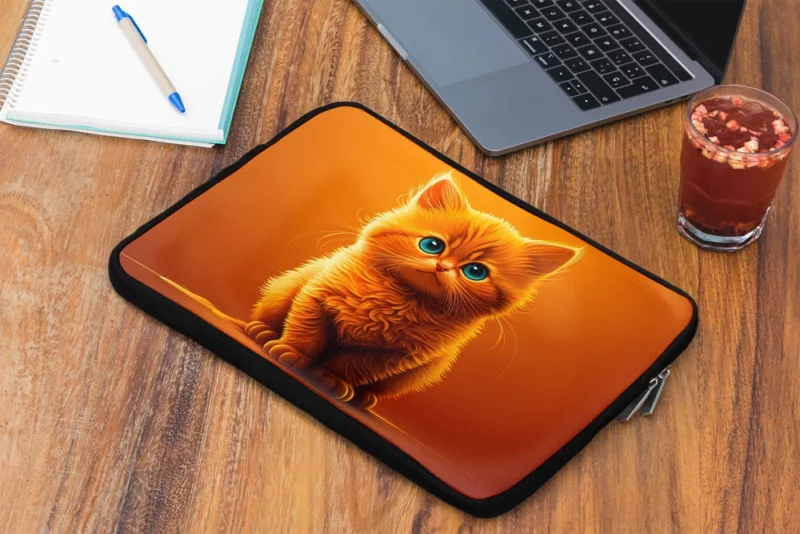 Orange Ginger Cat Portrait Laptop Sleeve 2