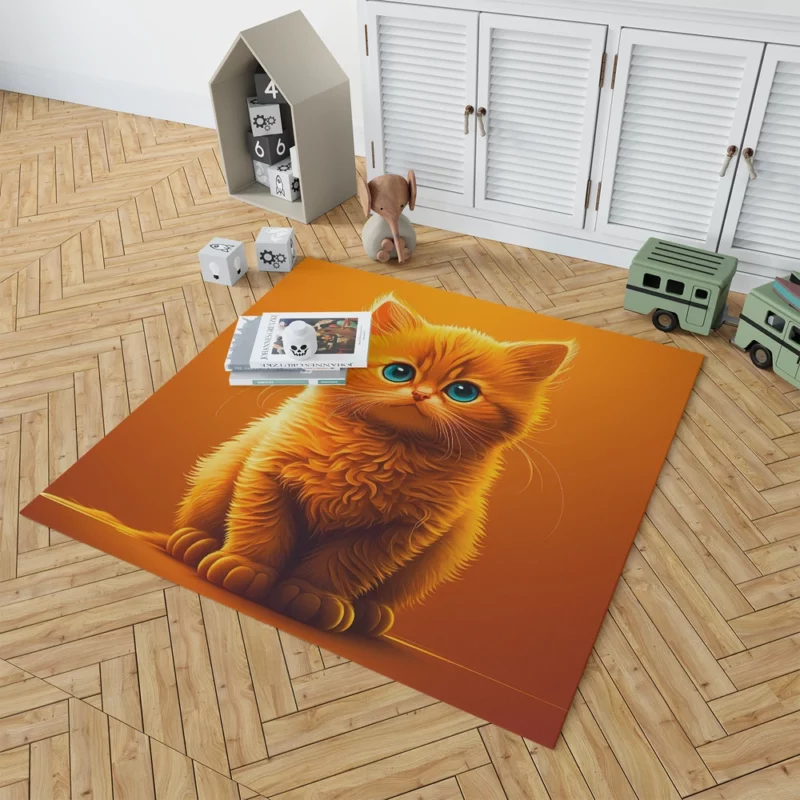 Orange Ginger Cat Portrait Rug 1