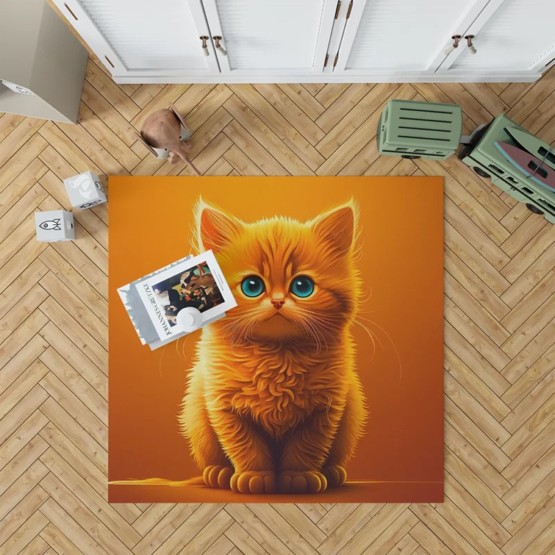 Orange Ginger Cat Portrait Rug