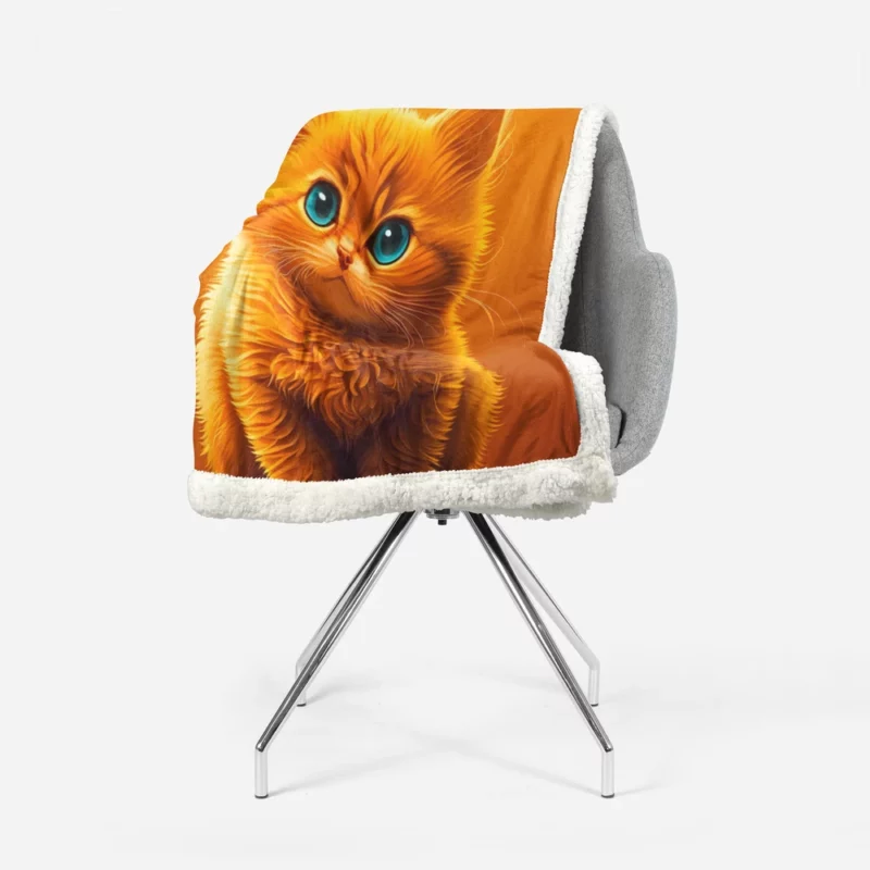 Orange Ginger Cat Portrait Sherpa Fleece Blanket 1