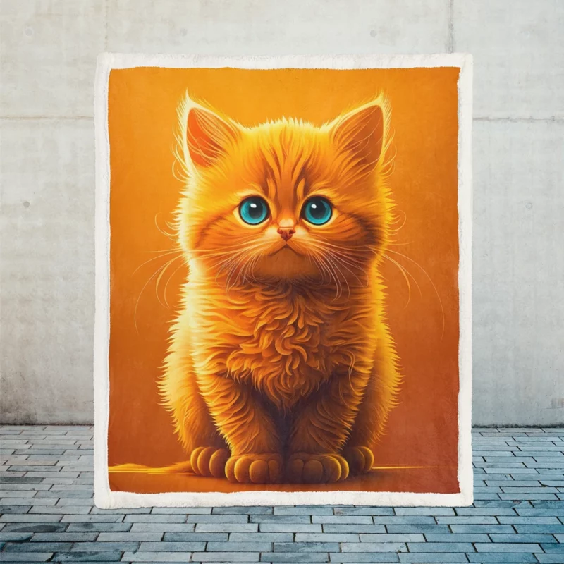 Orange Ginger Cat Portrait Sherpa Fleece Blanket