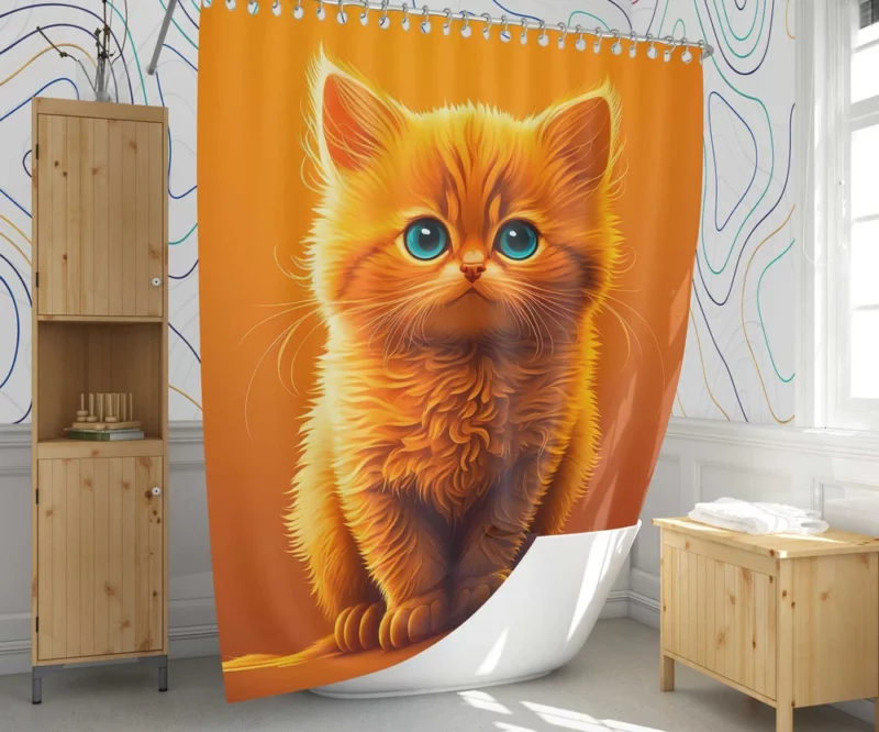 Orange Ginger Cat Portrait Shower Curtain 1