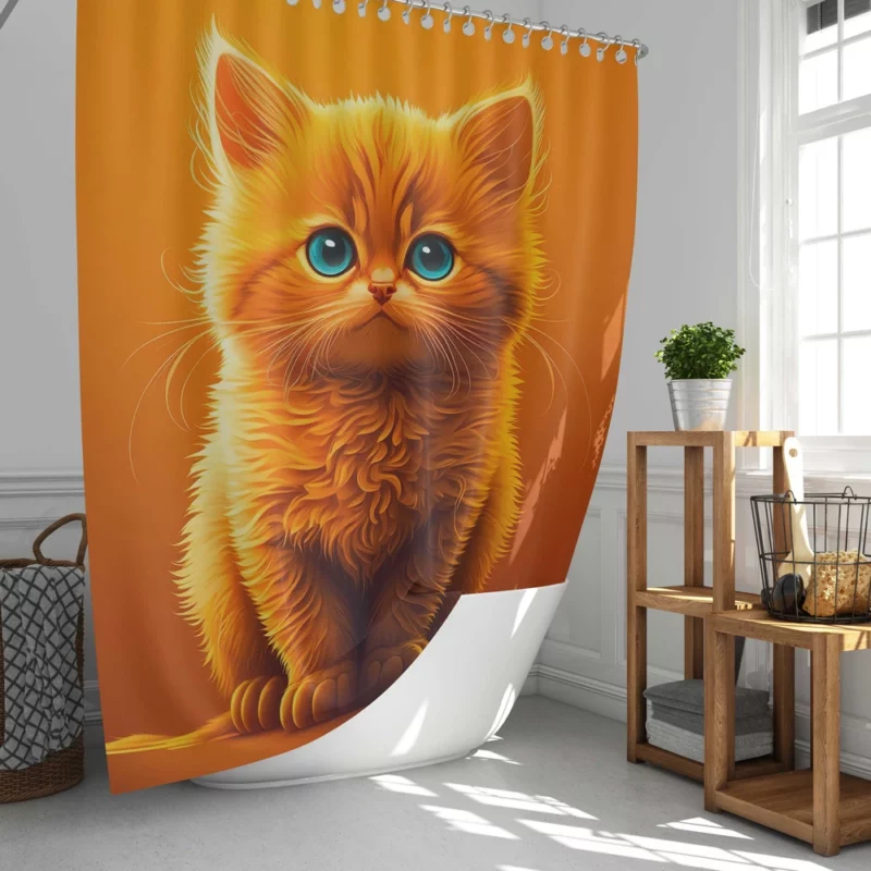 Orange Ginger Cat Portrait Shower Curtain