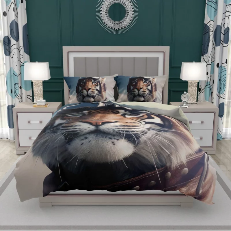 Pilot Hat Tiger Print Bedding Set 1