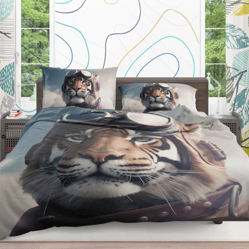 Pilot Hat Tiger Print Bedding Set