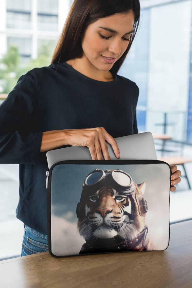 Pilot Hat Tiger Print Laptop Sleeve 1