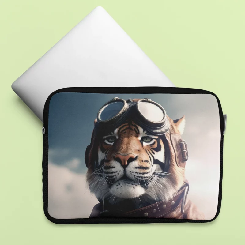 Pilot Hat Tiger Print Laptop Sleeve