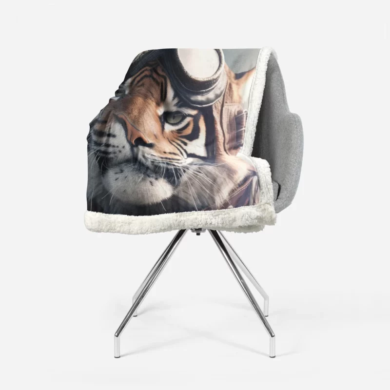 Pilot Hat Tiger Print Sherpa Fleece Blanket 1