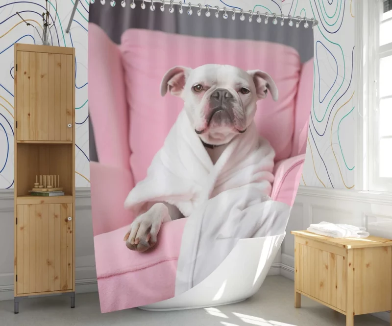 Pink Armchair Dog Spa Shower Curtain 1