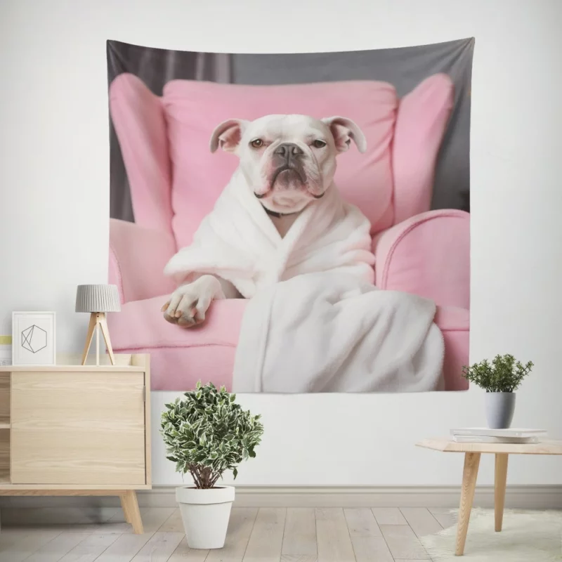 Pink Armchair Dog Spa Wall Tapestry