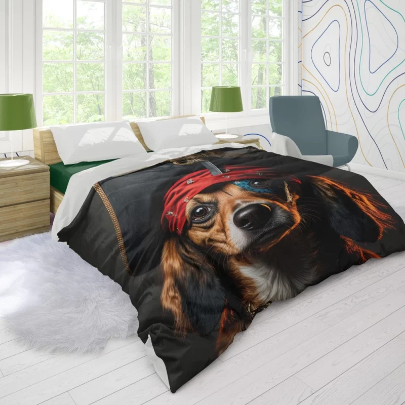 Pirate Dog with Knife Duvet Cover