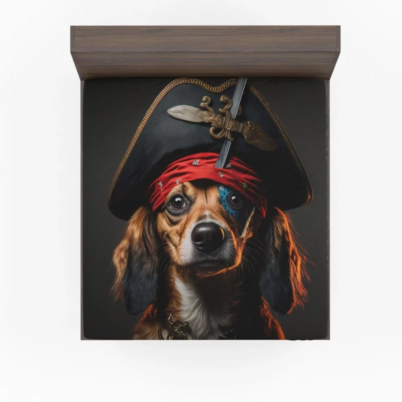 Pirate Dog with Knife Fitted Sheet