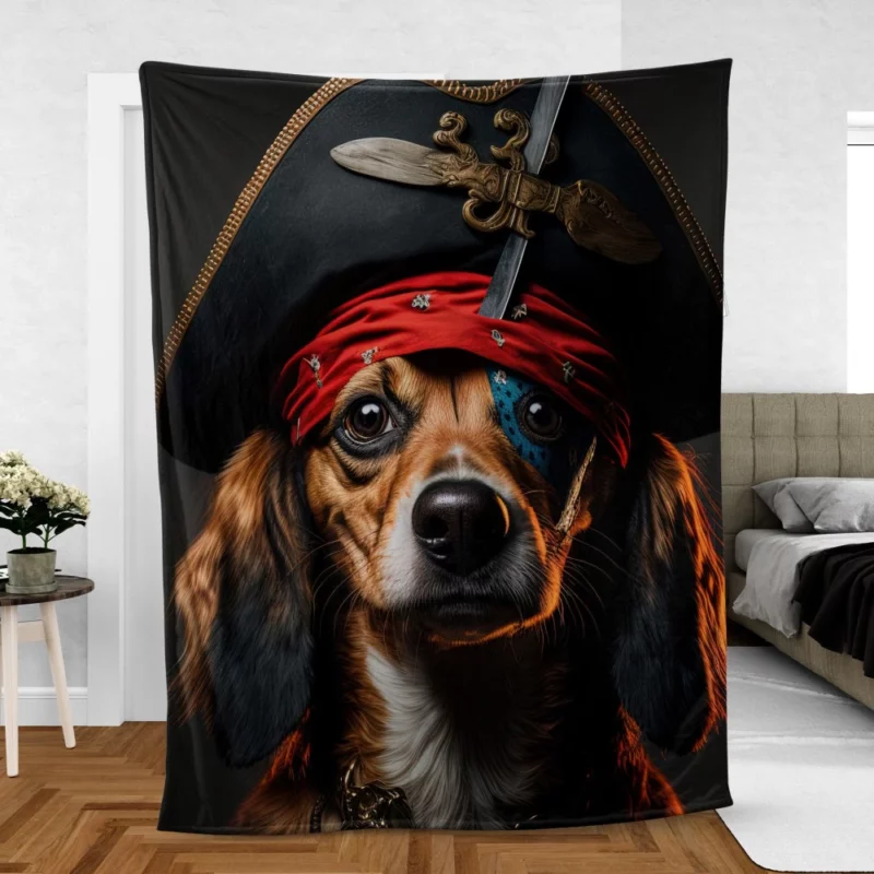 Pirate Dog with Knife Fleece Blanket