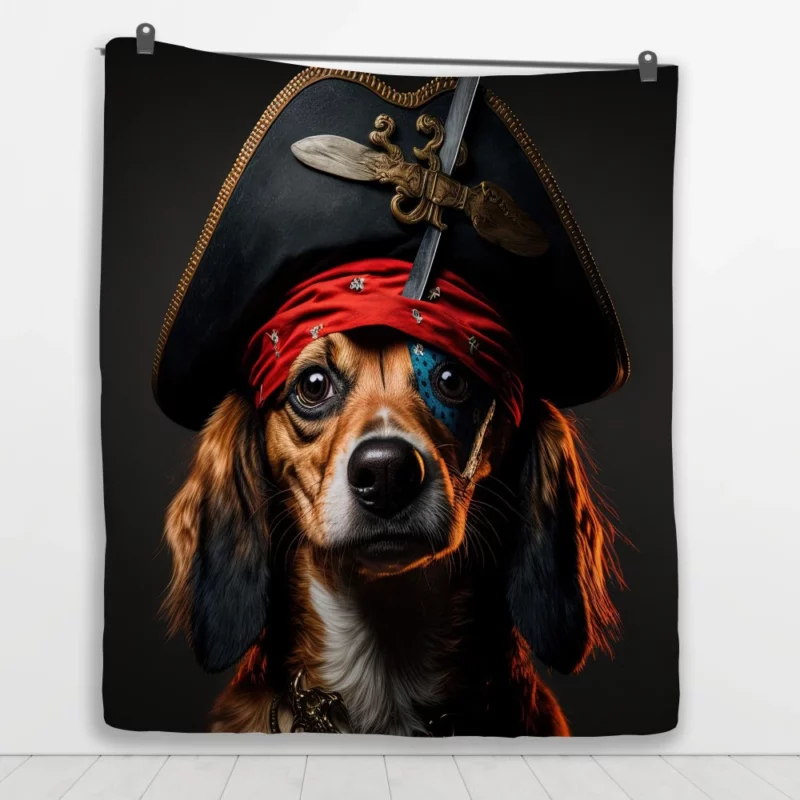 Pirate Dog with Knife Quilt Blanket 1