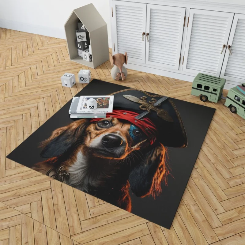 Pirate Dog with Knife Rug 1