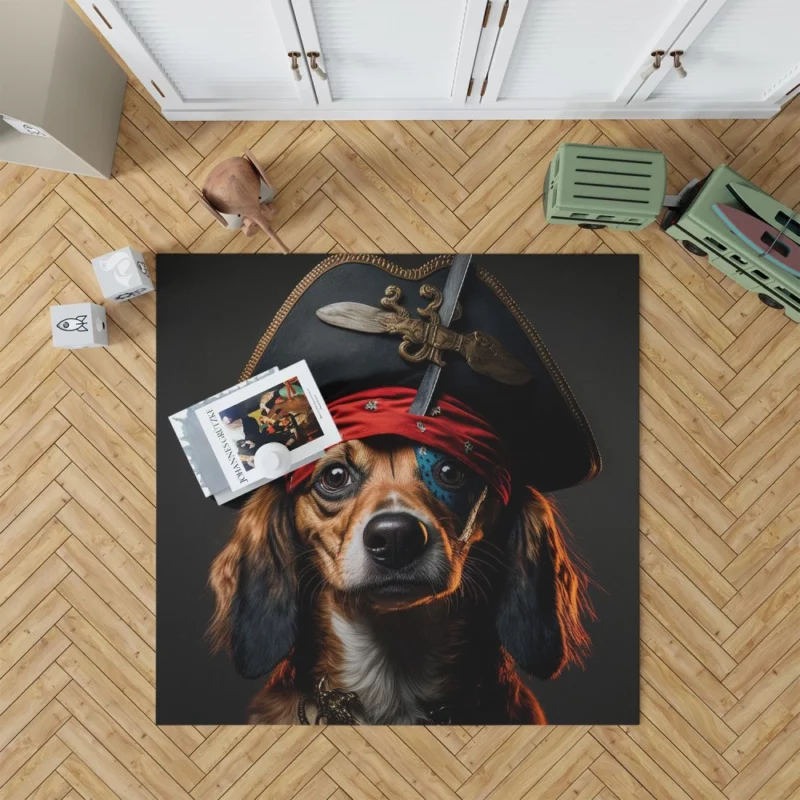 Pirate Dog with Knife Rug