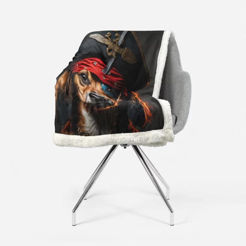 Pirate Dog with Knife Sherpa Fleece Blanket 1