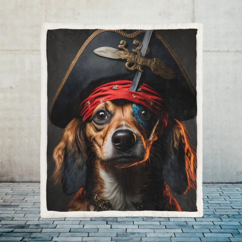 Pirate Dog with Knife Sherpa Fleece Blanket