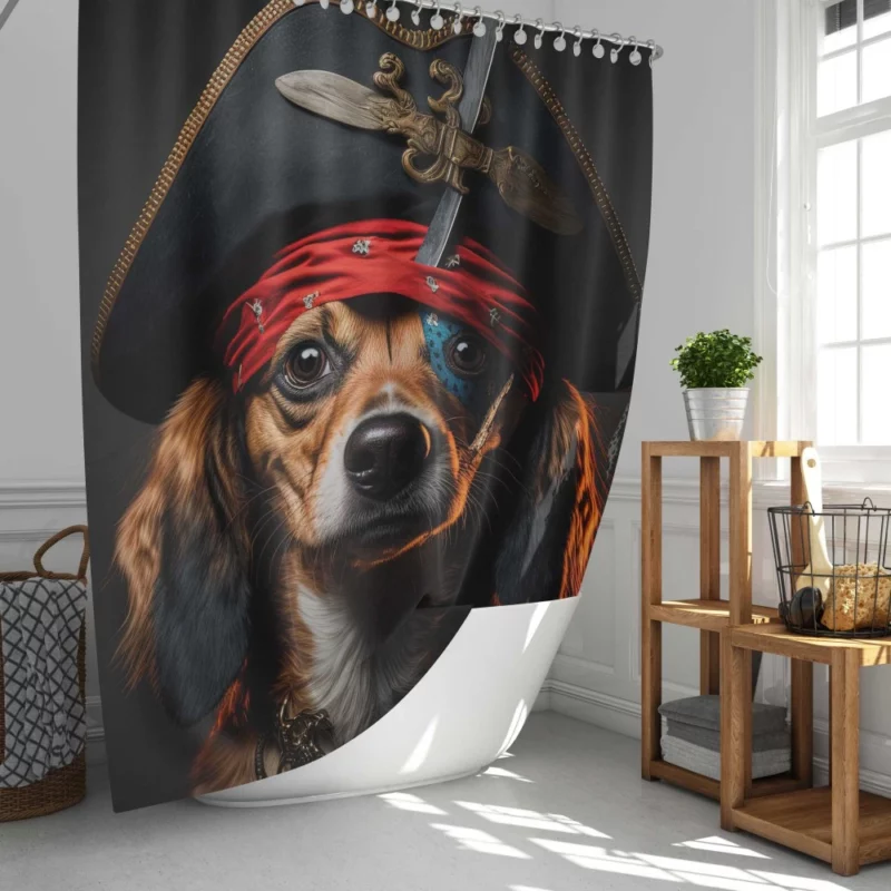 Pirate Dog with Knife Shower Curtain