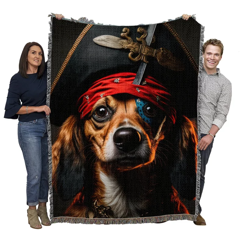 Pirate Dog with Knife Woven Blanket
