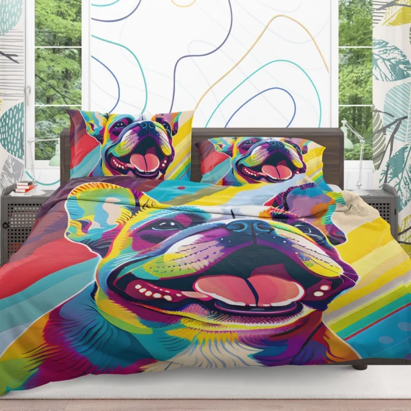 Playful Dog Poster with Pink Tongue Bedding Set