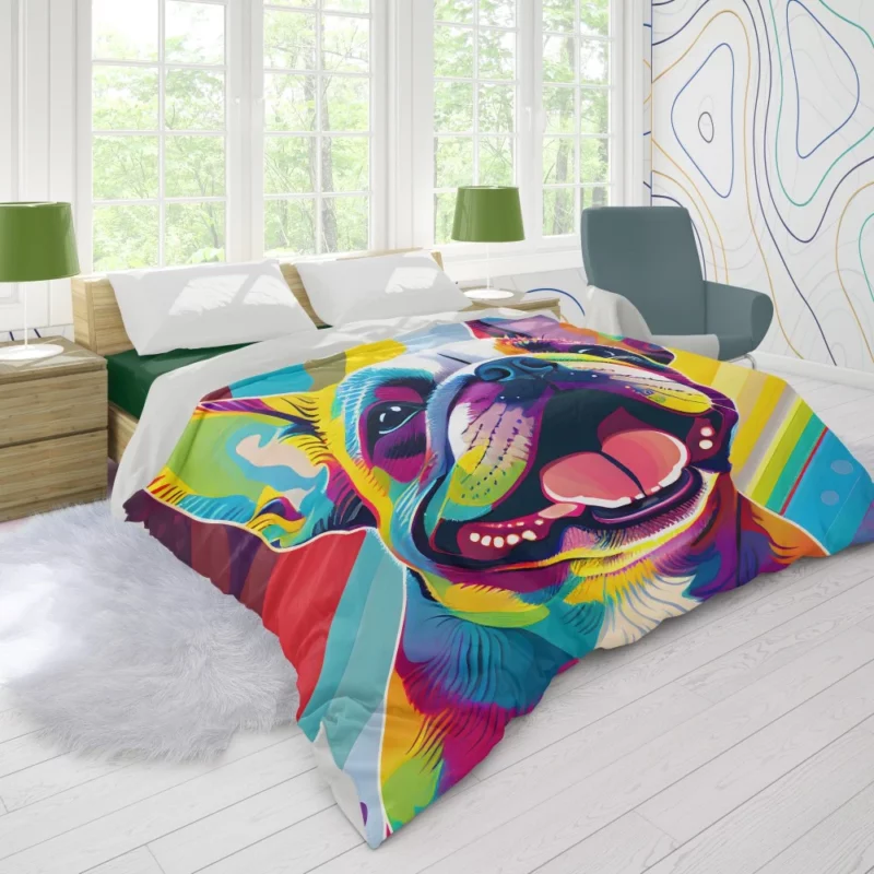 Playful Dog Poster with Pink Tongue Duvet Cover