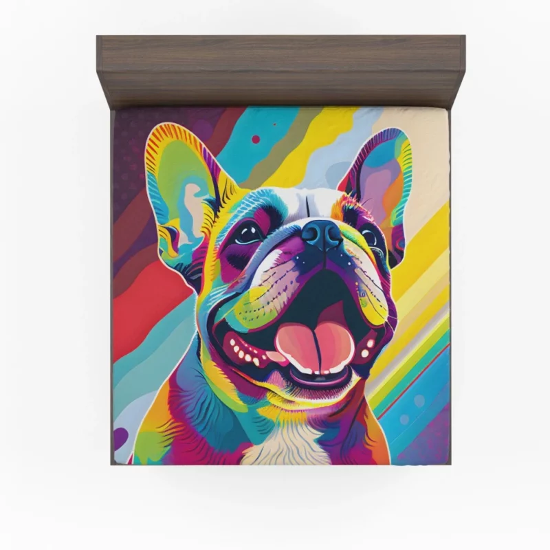 Playful Dog Poster with Pink Tongue Fitted Sheet