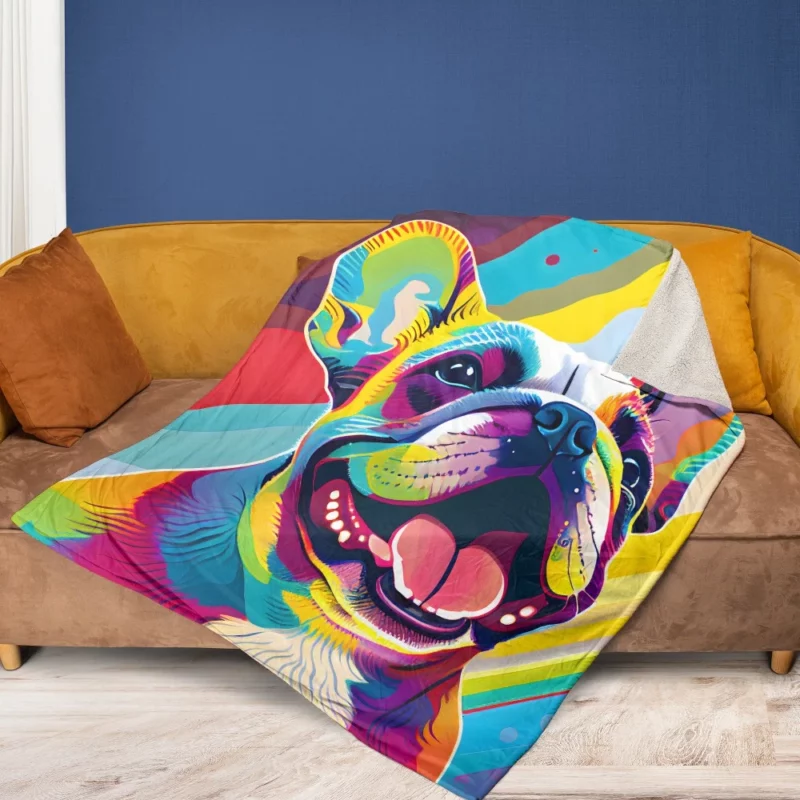 Playful Dog Poster with Pink Tongue Fleece Blanket 1