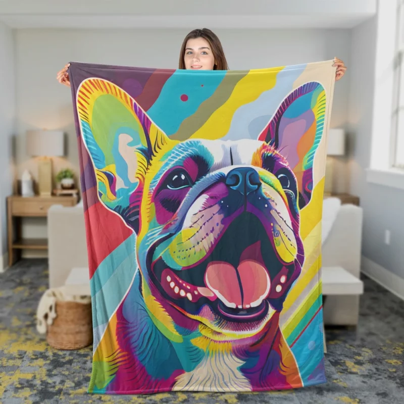 Playful Dog Poster with Pink Tongue Fleece Blanket 2