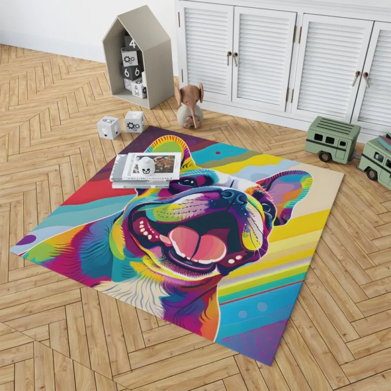 Playful Dog Poster with Pink Tongue Rug 1