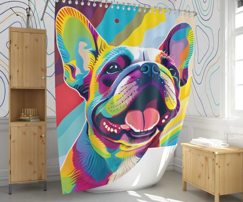 Playful Dog Poster with Pink Tongue Shower Curtain 1