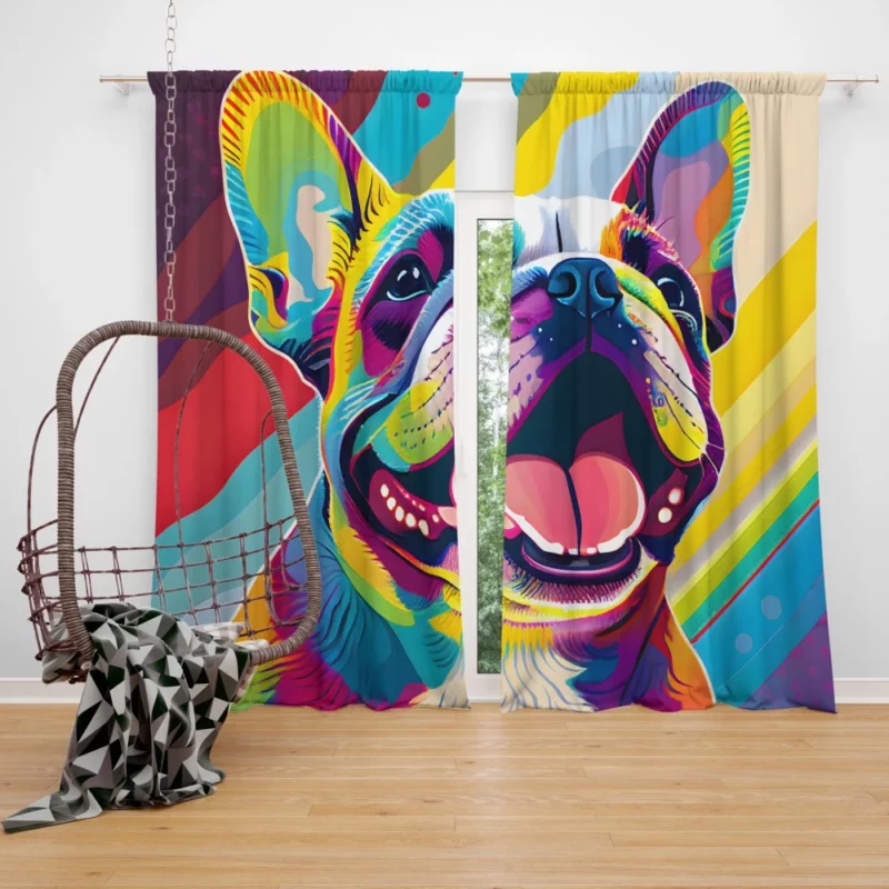 Playful Dog Poster with Pink Tongue Window Curtain