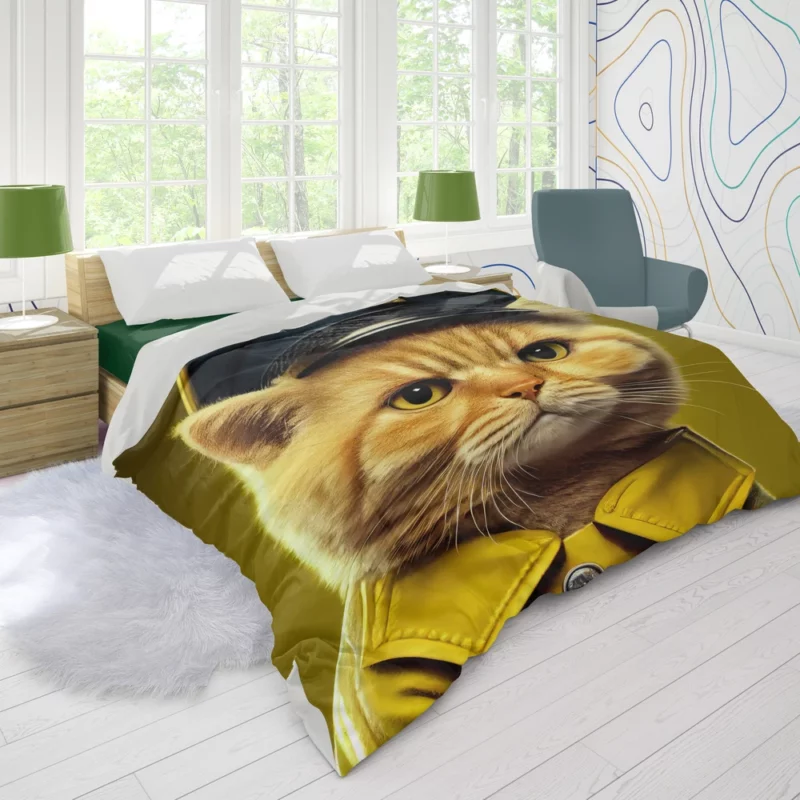 Police Hat Cat Pet Duvet Cover