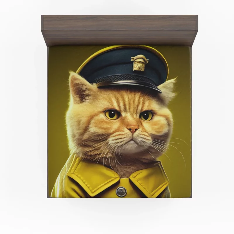 Police Hat Cat Pet Fitted Sheet