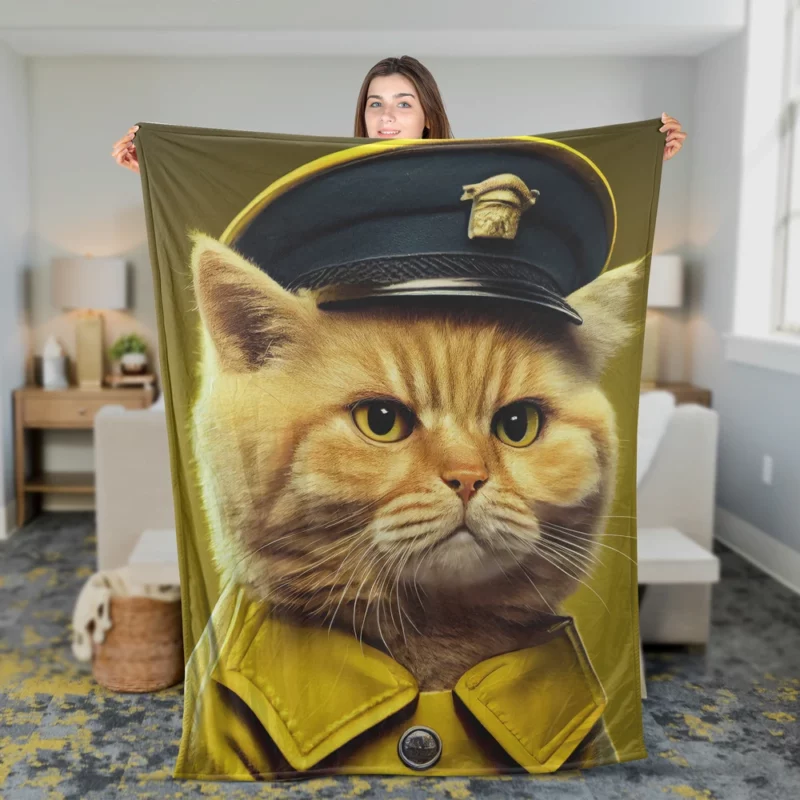 Police Hat Cat Pet Fleece Blanket 2