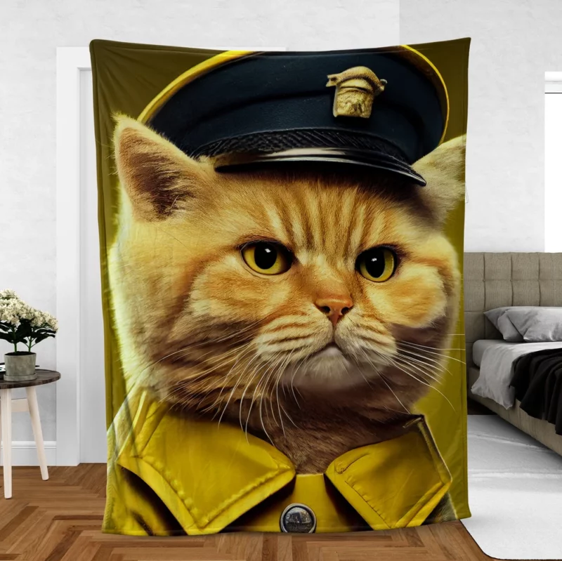 Police Hat Cat Pet Fleece Blanket